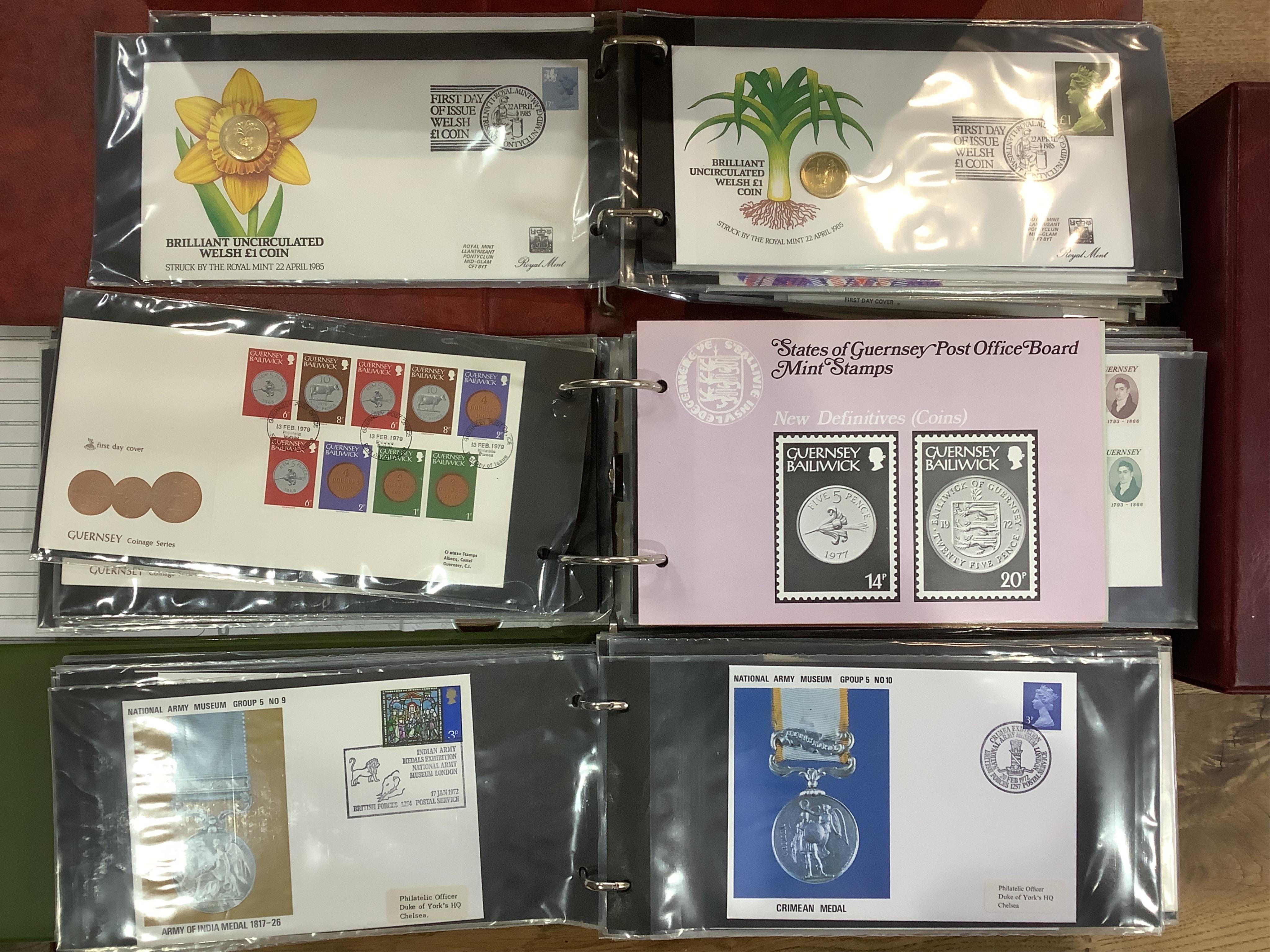 A collection of First Day Covers some relating to coins and medals including Royal Mint proof coin F.D.C's. Condition - fair to good